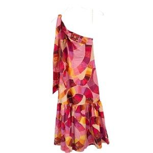 Beautiful Farm Rio Patch Twirl one shoulder dress